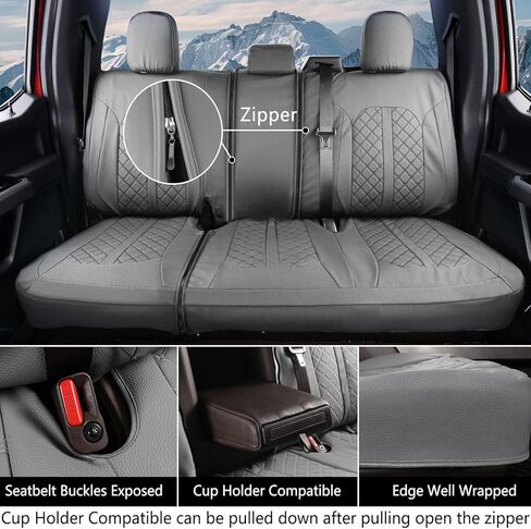 أغطية مقاعد جلدية من Truckiipa Silverado أغطية مقاعد السيارة وسادة واقية تناسب 2007-2024 Chevy Silverado GMC Sierra 1500، 2015-2024 2500HD 3500HD كابينة ممتدة للطاقم المزدوج، زوج أمامي، رمادي in Kuwait