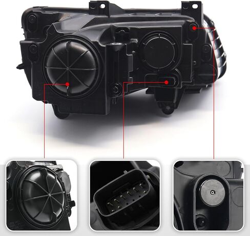 Projector Headlight Assembly Pair Compatible with Chrysler 300/300C 2015 2016 2017 2018 Halogen Headlamp with Bulbs w/LED DRL Black Housing & Clear Reflector Left Driver & Right Passenger Side in Saudi Arabia