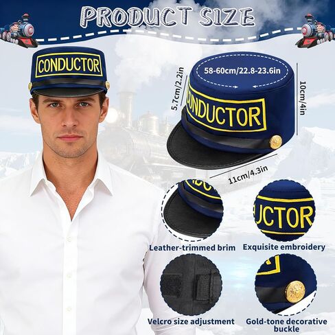 32 PCS Christmas Train Conductor Costume Accessories,Conductor Hat Ticket Pocket Watch Train Whistle for Christmas Halloween Party in Saudi Arabia