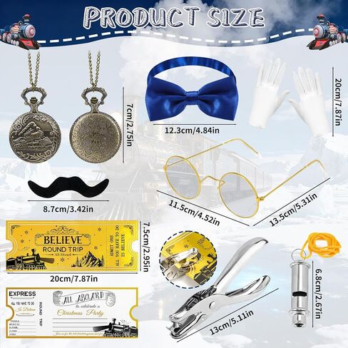 32 PCS Christmas Train Conductor Costume Accessories,Conductor Hat Ticket Pocket Watch Train Whistle for Christmas Halloween Party in Saudi Arabia