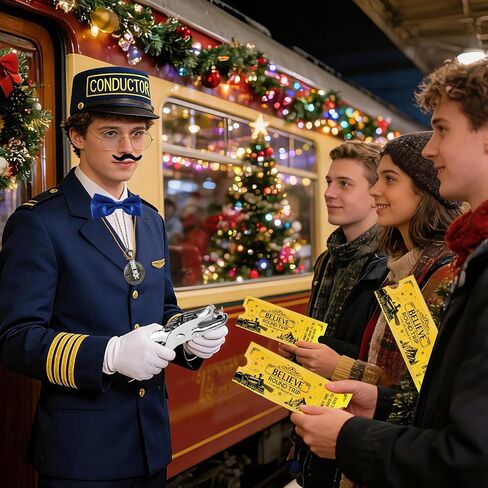 32 PCS Christmas Train Conductor Costume Accessories,Conductor Hat Ticket Pocket Watch Train Whistle for Christmas Halloween Party in Saudi Arabia