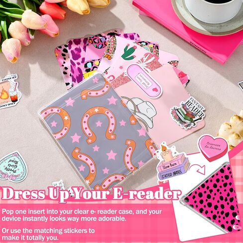 60 Pcs E-Reader Inserts Cardstock Paper for Clear Case 100 Pcs Reading Stickers for Christmas 6.9"x4.8" Funny Theme E-Reader Back Cover Insert Decorating Accessories in Saudi Arabia