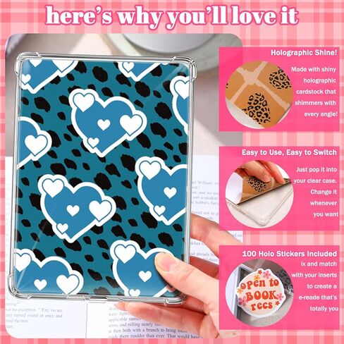 60 Pcs E-Reader Inserts Cardstock Paper for Clear Case 100 Pcs Reading Stickers for Christmas 6.9"x4.8" Funny Theme E-Reader Back Cover Insert Decorating Accessories in Saudi Arabia
