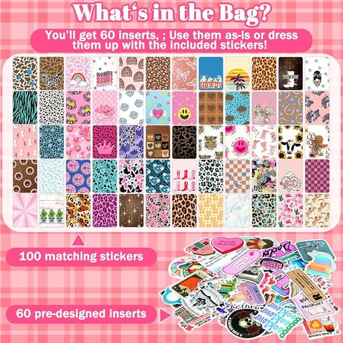 60 Pcs E-Reader Inserts Cardstock Paper for Clear Case 100 Pcs Reading Stickers for Christmas 6.9"x4.8" Funny Theme E-Reader Back Cover Insert Decorating Accessories in Saudi Arabia