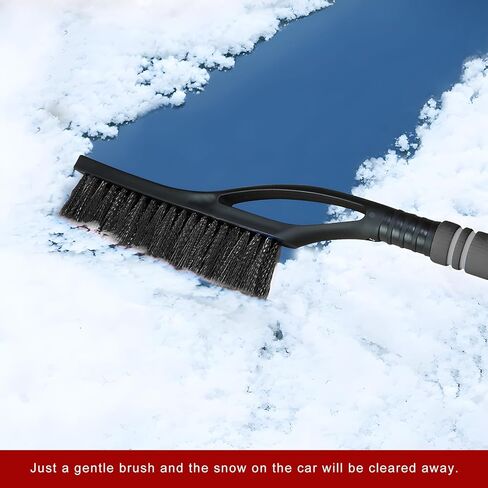 Snow Brush with Ice Scraper for Car, 24" Scratch Free Snow Removal Tool with Ergonomic Foam Grip, 2 in 1 Detachable Ice Scraper & Brush for Vehicle Windows/Windshield (Black) in Saudi Arabia