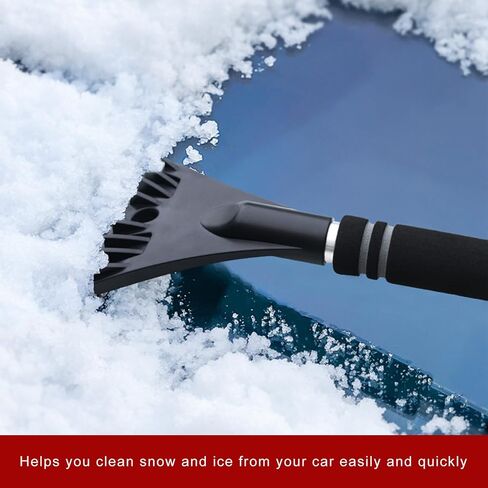 Snow Brush with Ice Scraper for Car, 24" Scratch Free Snow Removal Tool with Ergonomic Foam Grip, 2 in 1 Detachable Ice Scraper & Brush for Vehicle Windows/Windshield (Black) in Saudi Arabia