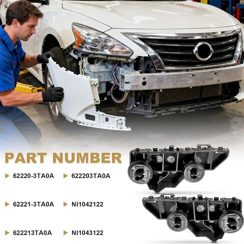 PartsFlow Pair Front Bumper Bracket Retainer Support For 2013 2014 2015 Nissan Altima 622213TA0A 622203TA0A in Saudi Arabia