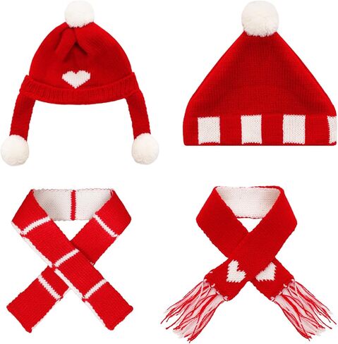 4 Pcs Mini Snowman Hats Scarf Christmas Doll Clothes Knit Doll Clothes Accessories for Xmas Party Decor in Saudi Arabia