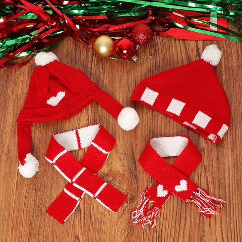 4 Pcs Mini Snowman Hats Scarf Christmas Doll Clothes Knit Doll Clothes Accessories for Xmas Party Decor in Saudi Arabia
