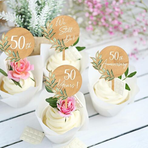 غلاف كعكة الذكرى السنوية الخمسين السعيدة من الخشب الأخضر 50 لتزيين كعكة الذكرى السنوية للزفاف (تصميم 01) in Kuwait