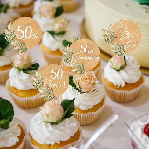 غلاف كعكة الذكرى السنوية الخمسين السعيدة من الخشب الأخضر 50 لتزيين كعكة الذكرى السنوية للزفاف (تصميم 01) in Kuwait