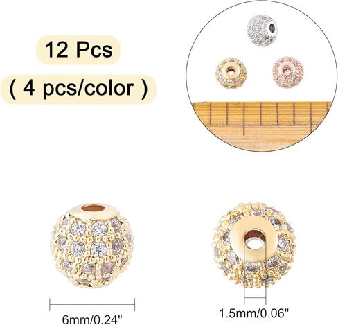 NBEADS 10 قطع مكعب زركونيا تمهيد الملك تاج الخرز، 11 × 7 مم ذهبي اللون سوار فاصل سحر الخرز ثقب كبير فضفاض الخرز لسوار قلادة DIY صنع المجوهرات in Saudi Arabia