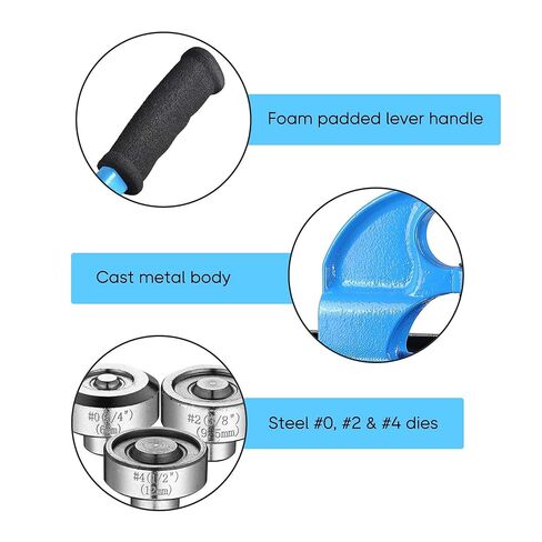 Yescom 3 Dies #0/2/4 Hand Press Eyelet Grommet Machine Heavy Duty Hole Punch Tool Kit in Kuwait