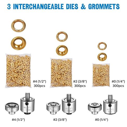 Yescom 3 Dies #0/2/4 Hand Press Eyelet Grommet Machine Heavy Duty Hole Punch Tool Kit in Kuwait