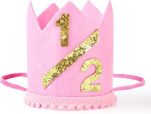 Birthday Crown Hat for Babies, Colorful Half Birthday Party Hat, Charming Sprinkle Girl Photo Props in Kuwait
