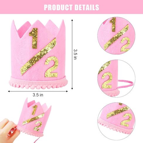 Birthday Crown Hat for Babies, Colorful Half Birthday Party Hat, Charming Sprinkle Girl Photo Props in Kuwait