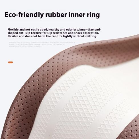 Ultra-Thin Napa Leather Steering Wheel Cover with 3D Anti-Slip Diamond Grip, Breathable Non-Bulky Design, Universal Fit 15 Inch for Cars & SUVs in Saudi Arabia