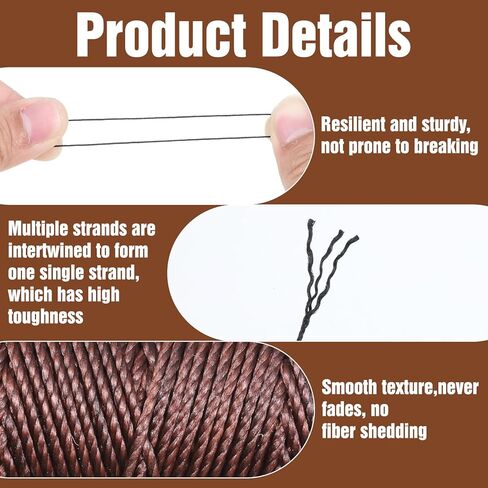 32.8 Yards Round Polyester Waxed Thread 0.55 mm, Thick Thread for Hand Sewing, String Cord Beading Threads for Leather Sewing, Stitching, Bookbinding, Bracelets, Bookbinding (Black, Dark Brown) in Saudi Arabia
