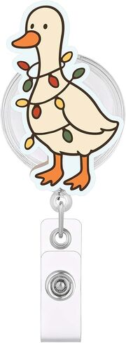 Funny Winter Goose Badge Reel Retractable – Silly Goose with Hot Chocolate Holiday ID Holder for Students and Office Staff in Saudi Arabia