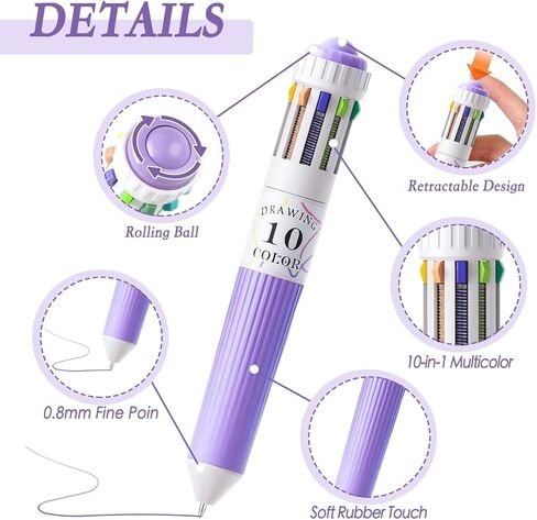 6 PCS Multicolor Pen in one, 10-in-1 Retractable Colored Ballpoint Pens for Office, Back to School Supplies, 60 Colors in Saudi Arabia
