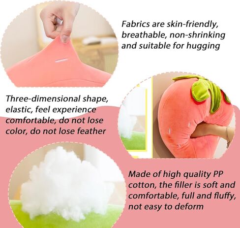 9.8" Strawberry Plush Pillow Red Soft Stuffed Fruit Plushie Toys Gifts for Kids in Kuwait