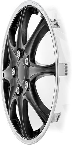 Pilot Automotive WH522-16C-B-AM 16 Inch Black & Chrome Universal Hubcap Wheel Covers For Cars - Set Of 4 - Fits Most Cars in Saudi Arabia