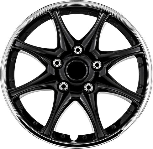 Pilot Automotive WH522-16C-B-AM 16 Inch Black & Chrome Universal Hubcap Wheel Covers For Cars - Set Of 4 - Fits Most Cars in Saudi Arabia
