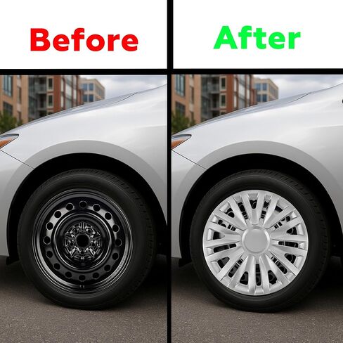 Universal Hubcaps – Set of 4 Silver Wheel Covers – Snap-On Hub Caps for All Vehicles – Durable Replacement Universal Hubcaps for Easy Installation - Revion Automotive (13 Inch) in Saudi Arabia