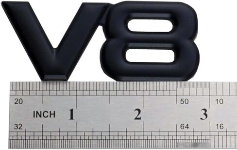 1Pc 3D V8 Premium Car Side Rear Trunk Emblem Alloy V8 Engine Badge Decals Nameplate fits Cars Trucks SUV (Chrome) in Saudi Arabia