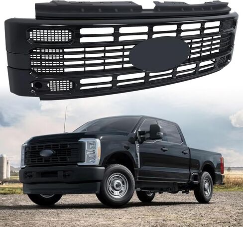 Front Upper Grille Assembly Fit For 2023 2024 2025 Ford F250 F350 F450 F550 Super Duty XL/XLT Front Bumper Mesh Grill Direct Replacement for PC3Z8200AB,PC3Z8213A (Matte Black) in Saudi Arabia