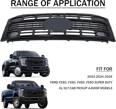 Front Upper Grille Assembly Fit For 2023 2024 2025 Ford F250 F350 F450 F550 Super Duty XL/XLT Front Bumper Mesh Grill Direct Replacement for PC3Z8200AB,PC3Z8213A (Matte Black) in Saudi Arabia