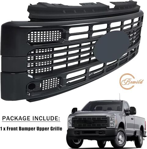Front Upper Grille Assembly Fit For 2023 2024 2025 Ford F250 F350 F450 F550 Super Duty XL/XLT Front Bumper Mesh Grill Direct Replacement for PC3Z8200AB,PC3Z8213A (Matte Black) in Saudi Arabia