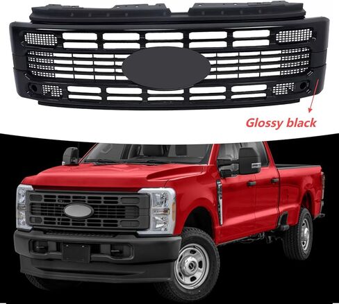Front Upper Grille Assembly Fit For 2023 2024 2025 Ford F250 F350 F450 F550 Super Duty XL/XLT Front Bumper Mesh Grill Direct Replacement for PC3Z8200AB,PC3Z8213A (Matte Black) in Saudi Arabia