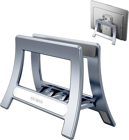 Vertical Laptop Stand for Desk, Gravity Auto Lock MacBook Stand,ABS Plastics Laptop Holder Vertical Compatible with MacBook Pro, Air,Tablet, Space-Saving Organize Work & Home Office(Silver) in Saudi Arabia