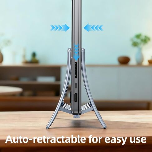 Vertical Laptop Stand for Desk, Gravity Auto Lock MacBook Stand,ABS Plastics Laptop Holder Vertical Compatible with MacBook Pro, Air,Tablet, Space-Saving Organize Work & Home Office(Silver) in Saudi Arabia