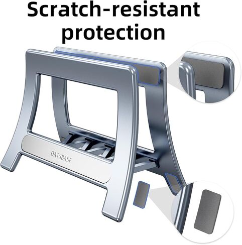 Vertical Laptop Stand for Desk, Gravity Auto Lock MacBook Stand,ABS Plastics Laptop Holder Vertical Compatible with MacBook Pro, Air,Tablet, Space-Saving Organize Work & Home Office(Silver) in Saudi Arabia
