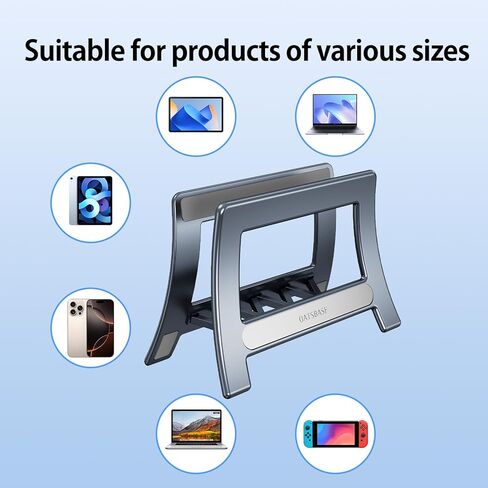 Vertical Laptop Stand for Desk, Gravity Auto Lock MacBook Stand,ABS Plastics Laptop Holder Vertical Compatible with MacBook Pro, Air,Tablet, Space-Saving Organize Work & Home Office(Silver) in Saudi Arabia