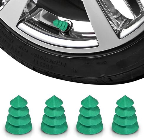 Christmas Tree Tire Valve Stem Caps – Fun Holiday Wheel Accessories – Set of 4 – Universal Schrader Valve Fit in Saudi Arabia