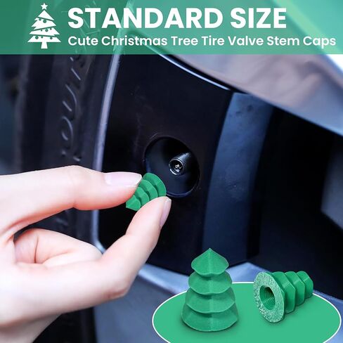 Christmas Tree Tire Valve Stem Caps – Fun Holiday Wheel Accessories – Set of 4 – Universal Schrader Valve Fit in Saudi Arabia