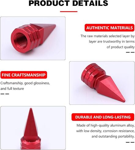 8PCS Car Tire Valve Stem Caps, Spiked Shape Vehicle Air Pressure Stem Covers, Dustproof Waterproof Aluminum Alloy Auto Wheel Tire Valve Cap Accessories, Universal for SUV, Truck, RV（Black） in Saudi Arabia