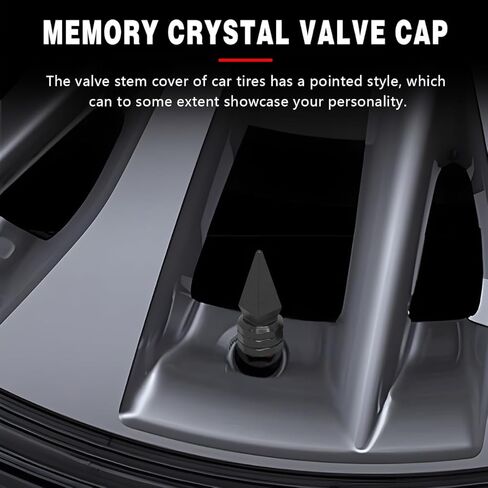 8PCS Car Tire Valve Stem Caps, Spiked Shape Vehicle Air Pressure Stem Covers, Dustproof Waterproof Aluminum Alloy Auto Wheel Tire Valve Cap Accessories, Universal for SUV, Truck, RV（Black） in Saudi Arabia