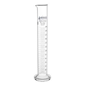 Graduated Cylinder, 250ml - Class A Tolerance ±1.00ml - Round Base - Blue Graduations - Borosilicate 3.3 Glass - Eisco Labs in Saudi Arabia