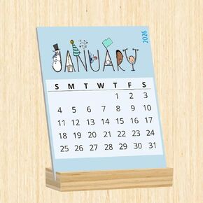 2026 Desk Calendar with Wood Stand Monthly Desk Calender Graduation Housewarming New Home Mini Calendar Gift for Women Teacher Coworkers Office Desk Decor 5.1 x 3.78 inches in Saudi Arabia
