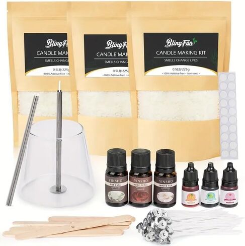 Blingfun Candle Making Kit for Beginners, Soy Wax Candle Making Supplies with Natural Soy Wax, Essential Oils, Candle Dye & Candle Wicks, DIY Home Craft Gift for Adults & Women in Saudi Arabia