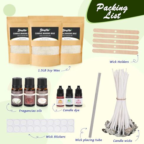 Blingfun Candle Making Kit for Beginners, Soy Wax Candle Making Supplies with Natural Soy Wax, Essential Oils, Candle Dye & Candle Wicks, DIY Home Craft Gift for Adults & Women in Saudi Arabia