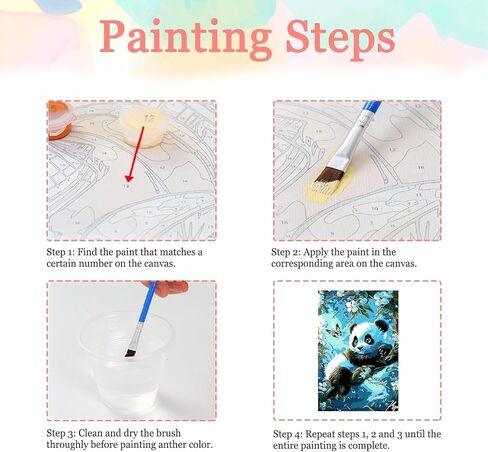 Auremi Panda Paint by Number Kits for Adults,Animal Paint by Number on Canvas with Frame DIY Painting with Number Acrylic Oil Paint Kits for Home Decor 8x12 in in Saudi Arabia
