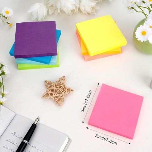 Sticky Notes 3x3 inch 800 Sheets Bright Colors Self-Stick Note Pads for Notebook Office School Supplies Classroom Desk Accessories Teacher Supplies Coworkers Accessories 100Sheets/pad 8 Pads in Saudi Arabia