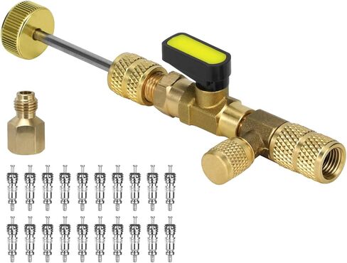 QWORK HVAC Valve Core Remover/Installer Tool - Dual Size SAE 1/4" & 5/16" Ports, Compatible with R22, R410a, R134, R32 Air Conditioning Systems in Saudi Arabia