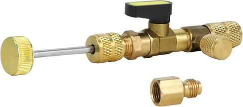 QWORK HVAC Valve Core Remover/Installer Tool - Dual Size SAE 1/4" & 5/16" Ports, Compatible with R22, R410a, R134, R32 Air Conditioning Systems in Saudi Arabia