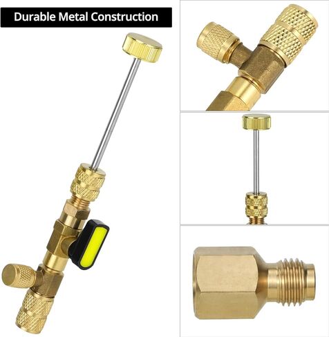 QWORK HVAC Valve Core Remover/Installer Tool - Dual Size SAE 1/4" & 5/16" Ports, Compatible with R22, R410a, R134, R32 Air Conditioning Systems in Saudi Arabia